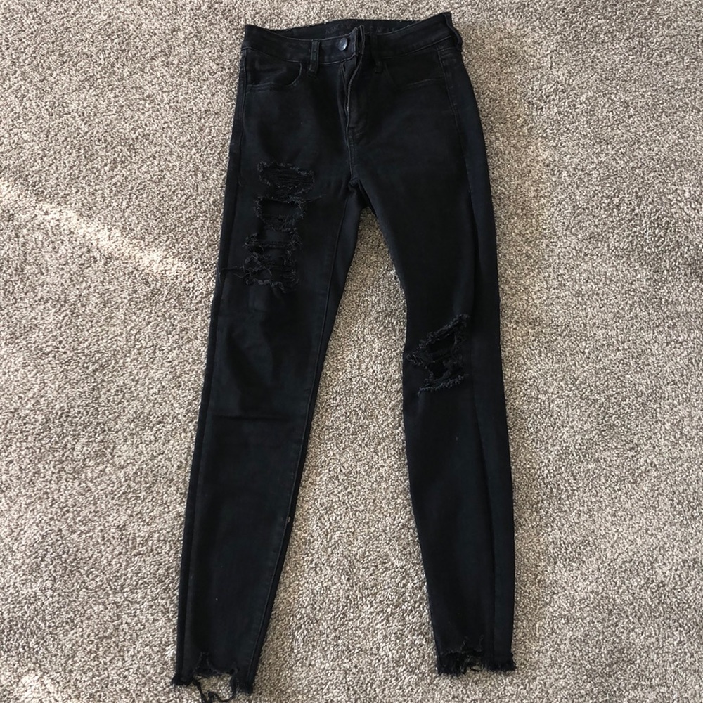 american eagle high waisted black jeans